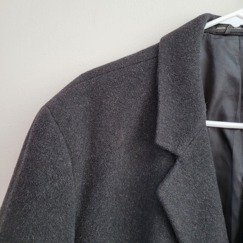 London Fog Wool Gray Trench Coat Men's Size L Formal Academia Classic Old Money - Picture 5 of 13